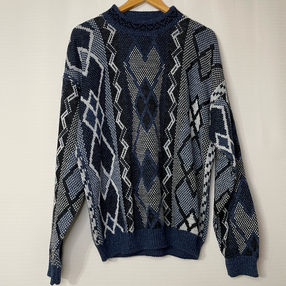 Vintage AREA-4 by TAG Made in USA Geometric Knit Sweater Men’s L